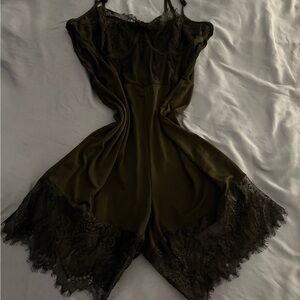 Black Lace Trim Romper